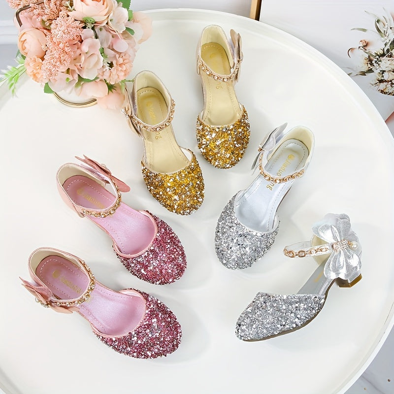 Children's crystal sandals with a princess design for girls in spring and summer.