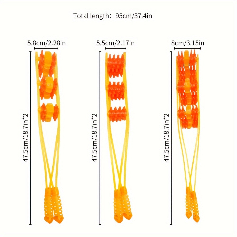 Портативный массажный ролик для спины с веревкой для путешествий, офиса, спорта и домашнего использования. Прочный пластик с регулируемыми ремнями и текстурированными роликами для массажа шеи и спины.