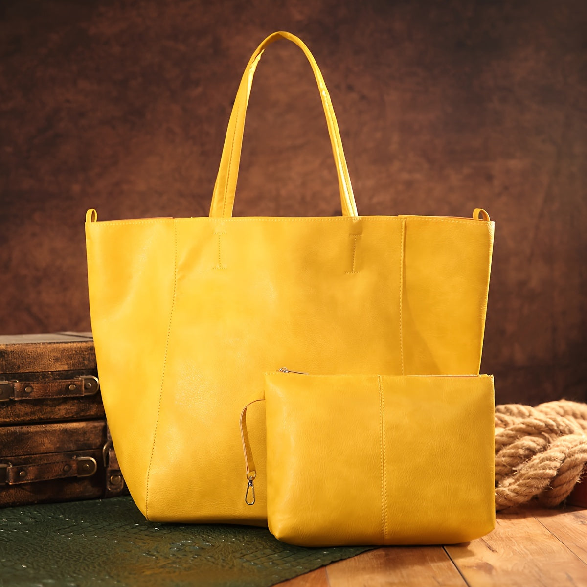 New 2023 large soft tote bag for women in European and American style with spacious design and shoulder carry option.