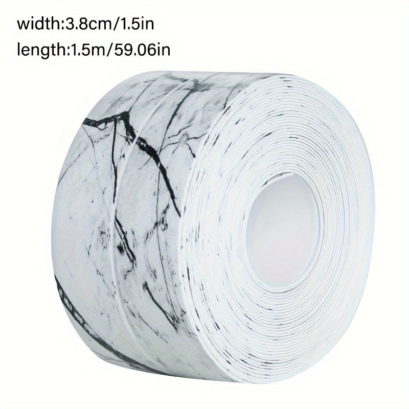 Waterproof white caulk tape for bath & kitchen - self-adhesive PVC sealant strip, ideal for bathtubs, toilets & countertops, creates durable water barrier.