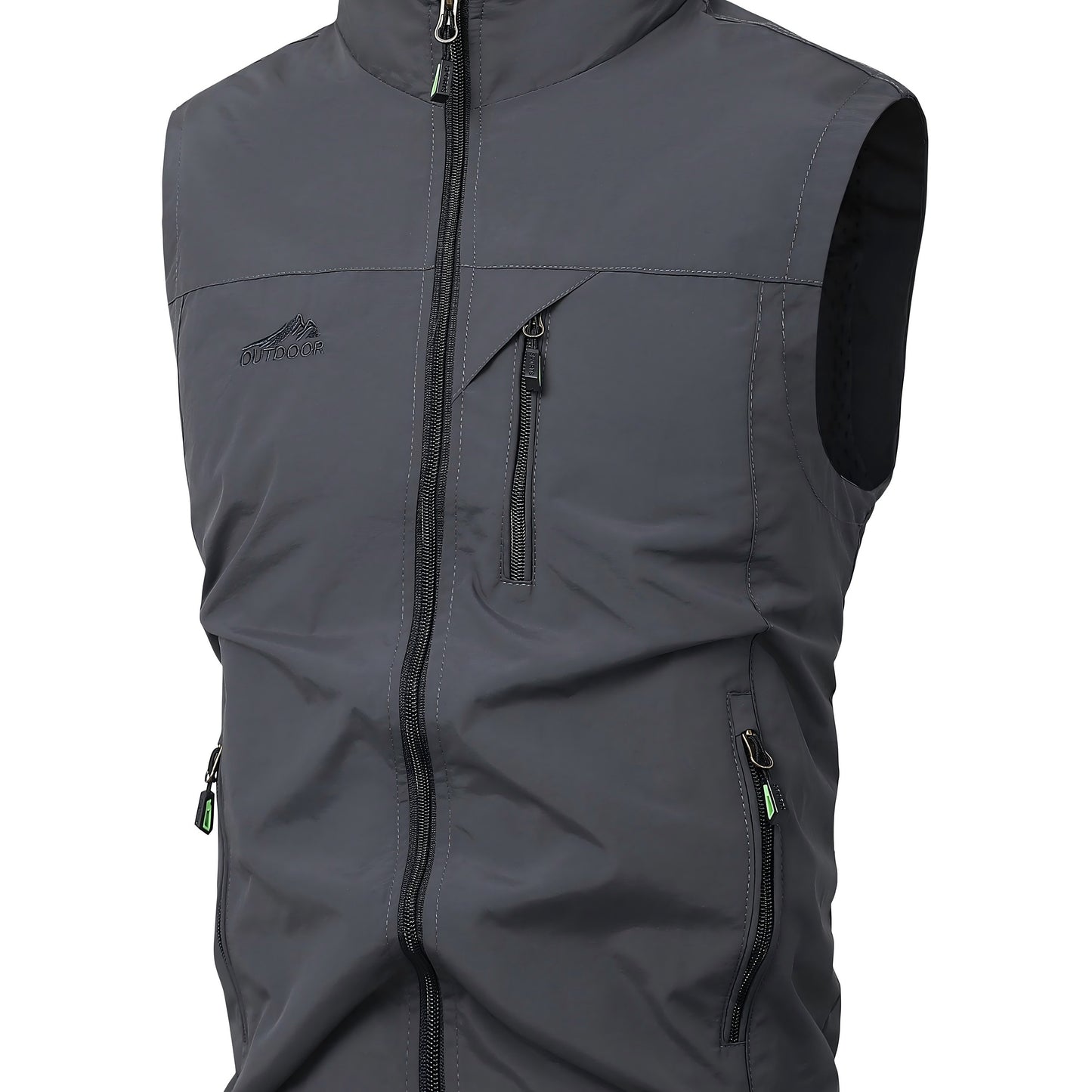 Men's Lightweight Sleeveless Nylon Vest with Stand Collar, Machine Washable - Great for Spring/Fall Outdoor Activities or Casual Wear.