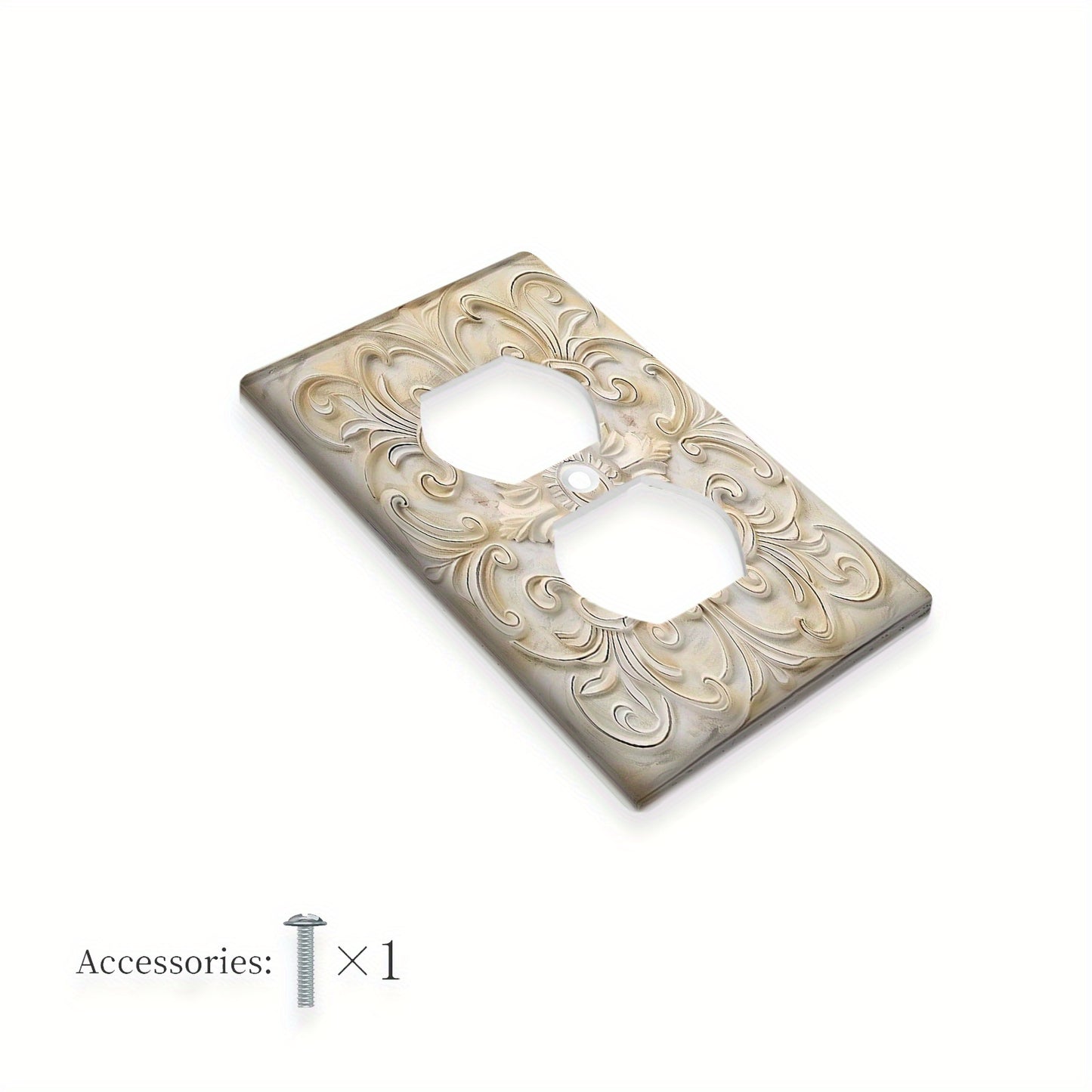 1pc Ivory French Pattern Decorative Light for Switch Cover, 1-Gang/2-Gang Wall Plate - Artistic Home Decor for Bedroom and Kitchen, Adds Artistic Touch to Switch Covers.