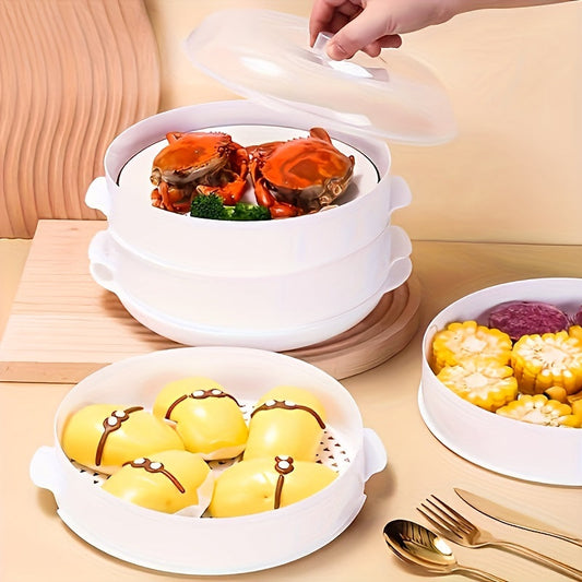 1 piece Microwave Steamer features easy cleaning and heat resistance, suitable for use in kitchens, restaurants, hotels, school canteens, pots, and kettles. No electricity needed.