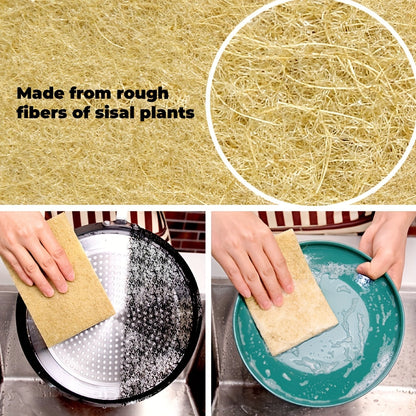 The Multifunctional Plant Fiber Scouring Pad Kit includes a Thickened Double-Sided Cleaning Sponge, Dishwashing Towel, and Brush Pot for use in the Kitchen, Bathroom, and Living Room. This kit features a Lightweight Rectangular Jute Weave design and