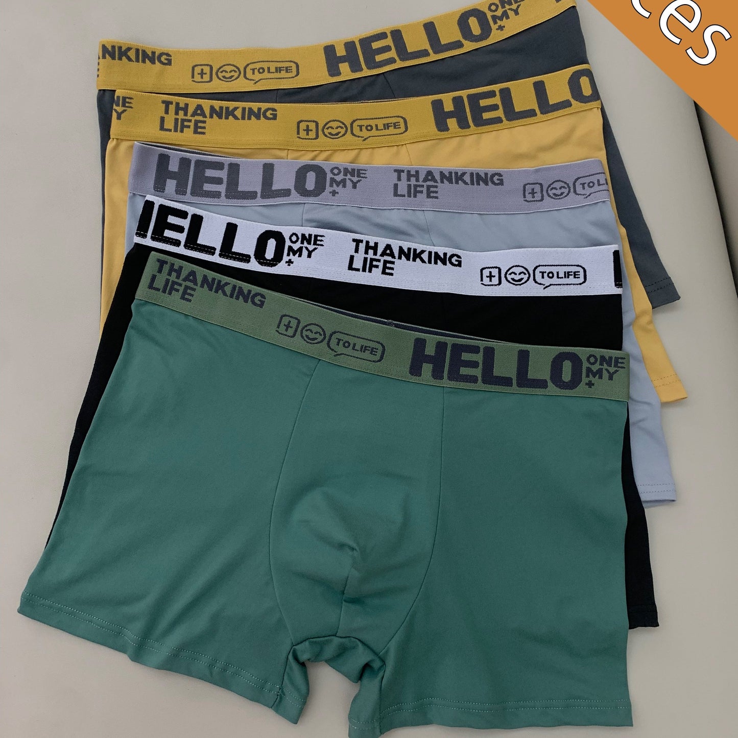 Randomly selected 1-5pcs of solid color men's boxer shorts, featuring soft, breathable, and comfortable 3D U-shaped design.