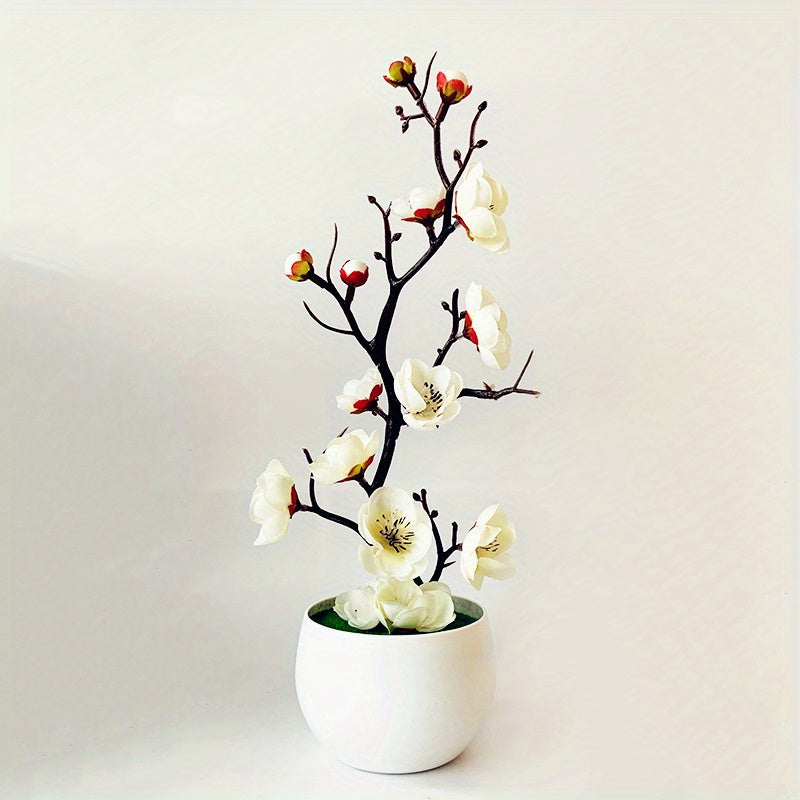 1 artificial plum potted plant for weddings and decorations in various settings.