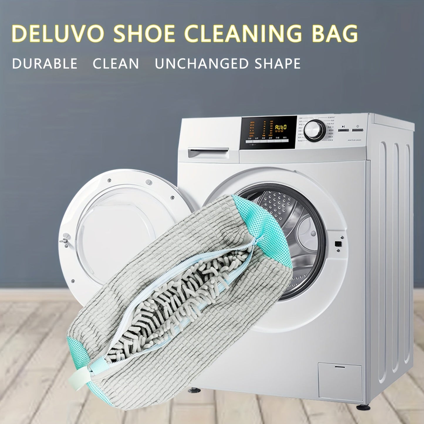 Deluvo Shoe Cleaning Kit includes 1 shoe cleaning bag, shoe cleaner, and wash bags for shoes. The set also features a sneaker washing bag and a reusable shoe laundry bag.