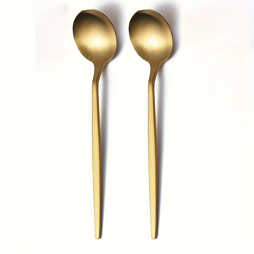 Set of 2/4/6 Golden Coffee Spoons made of stainless steel, perfect for home or dining use, dishwasher safe, 12.95 cm long.