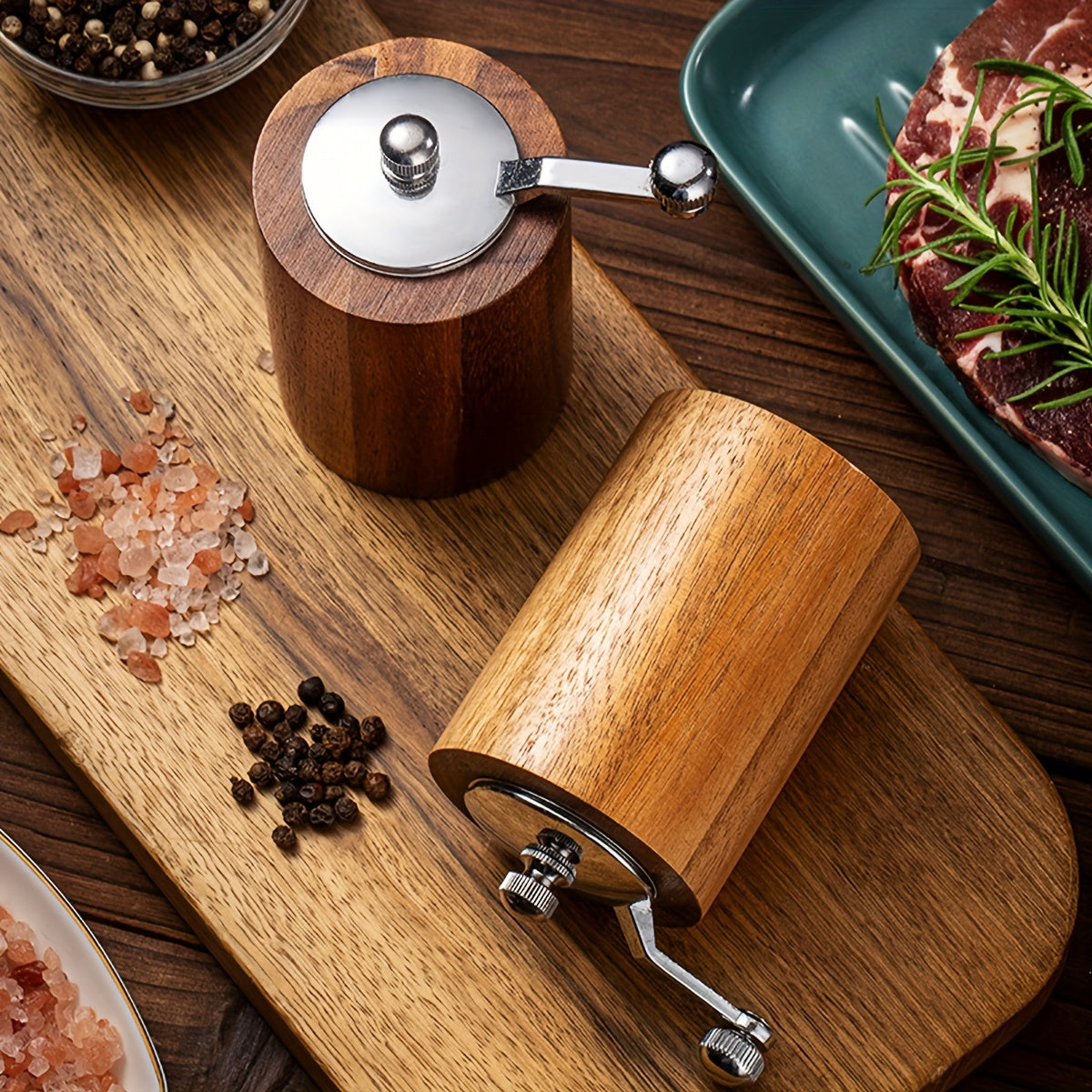 Get rid of the complexities of modern cooking appliances with the 1PC Manual Wooden Pepper Grinder. This solid wood hand crank pepper mill is perfect for grinding black peppercorns and sea salt without the need for electricity. Elevate your kitchen