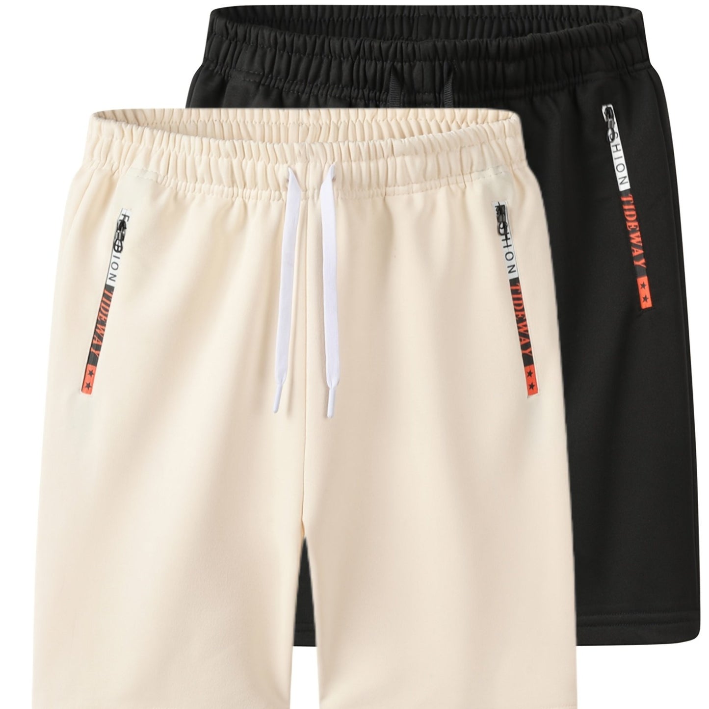 Men's Casual Outdoor Sports Shorts - 100% Polyester, Drawstring Waistband, Zipper Pockets, Machine Washable, Summer Activities, Large Size, Men's Gift.