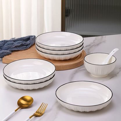 4-piece ceramic serving bowls set for salad or dessert, suitable for home, dorm, kitchen, or restaurant use.