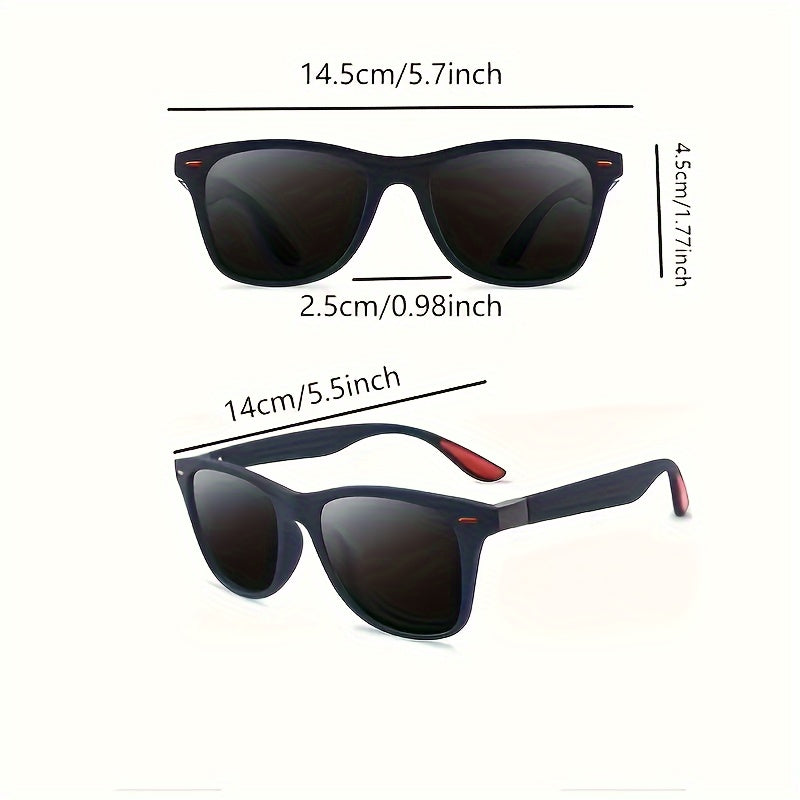 Polarized square glasses for men and women with a durable plastic frame, gradient lens, adjustable hinges, perfect for outdoor activities and sports.