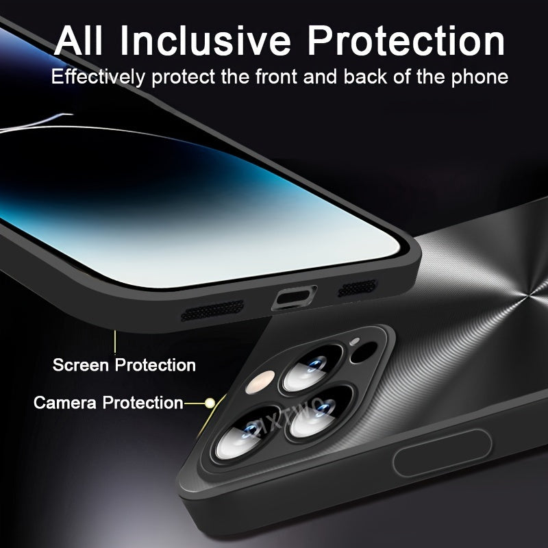 Luxurious laser phone case compatible with iPhone 11-16 Pro Max Plus, with gradient shockproof back cover and lens protector.