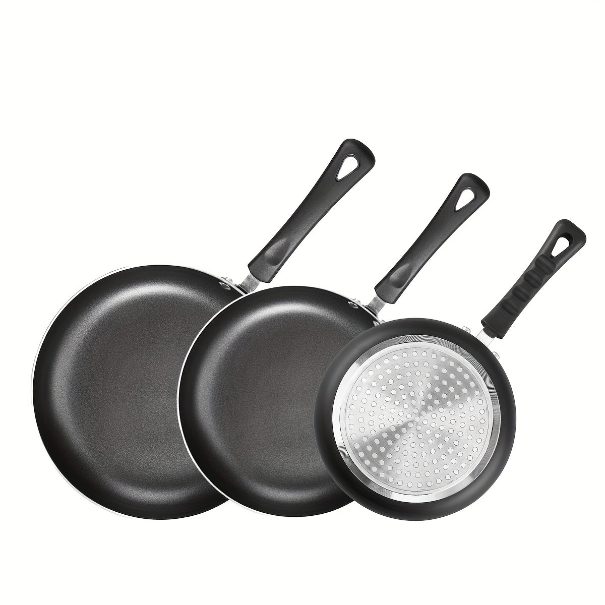 Set of 3 Aluminum Nonstick Frying Pans - Featuring Ceramic Coating, PFOA Free, and Durable Construction, Essential Cookware in Sizes 8/9.5/11 inch.