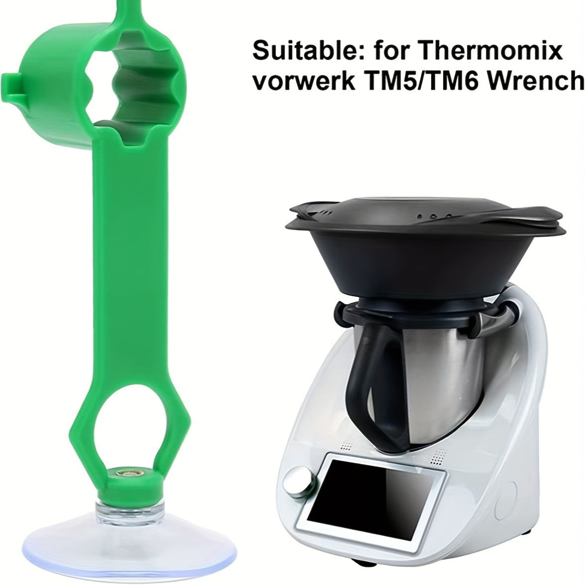 This premium rotator tool with a suction handle is designed for easy removal of the dough blade on Thermomix TM5 and TM6. Compatible with Vorwerk mixer lids.