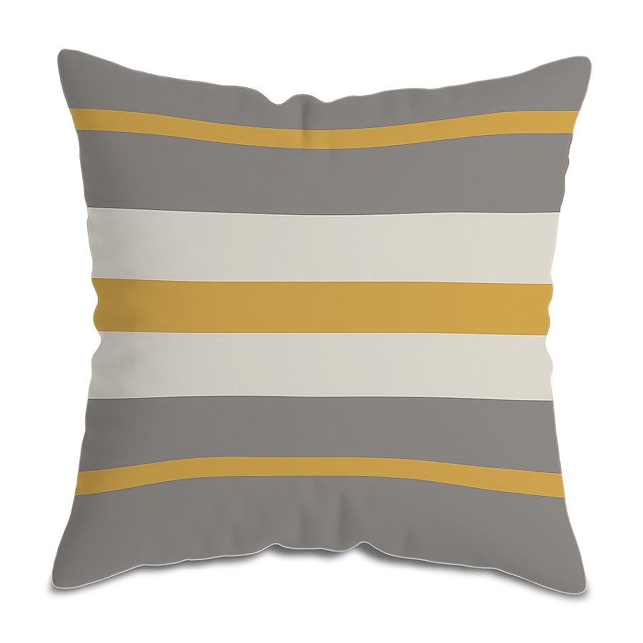 Boho Chic Throw Pillow Cover - Vibrant Yellow & Gray Geometric Design, 44.96x44.96 cm, Made of Polyester with Zip Closure - Perfect for Sofa, Bedroom, Office, or Farmhouse Decor. Easy to clean in the washing machine. Insert not included.