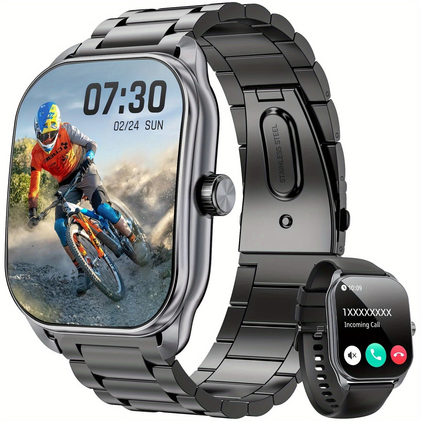 LZUEFK Smart Watch featuring wireless calling & notifications, multiple sports modes, USB charging, water-resistant up to 5m. Suitable for both men & women, this sleek smartwatch includes a