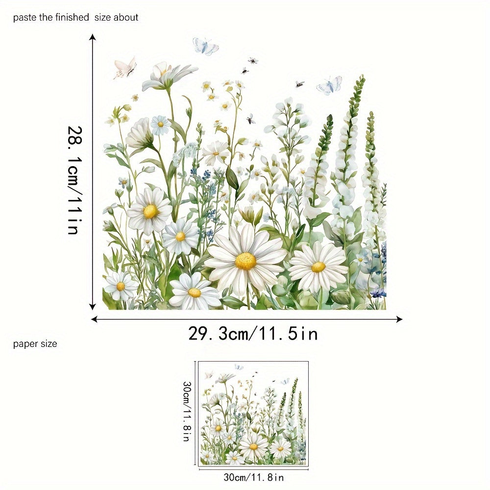 Elegant White Daisy Glass Window Cling - Non-Adhesive, Static Cling Decal for Stylish Home & Office Decoration