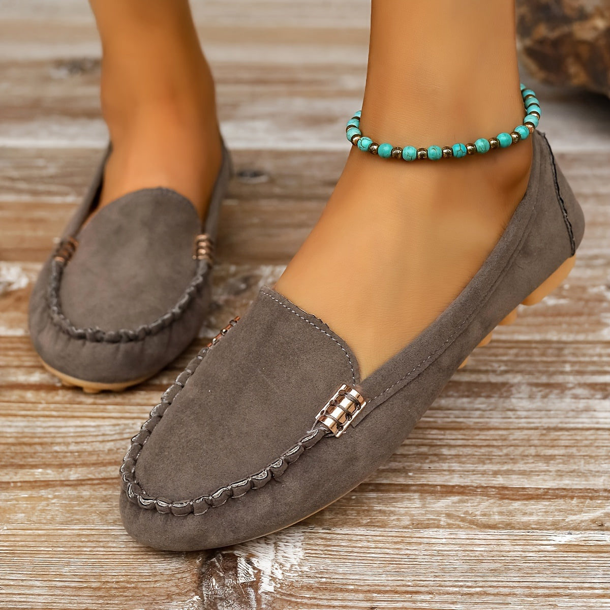 Women's metal loafers - flat, casual slip-on shoes that are lightweight and comfortable.