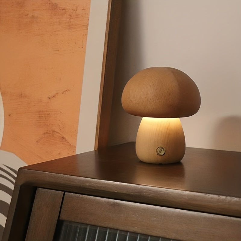 Modern Mushroom LED night lamp with brightness Adjustable touch switch, USB powered.