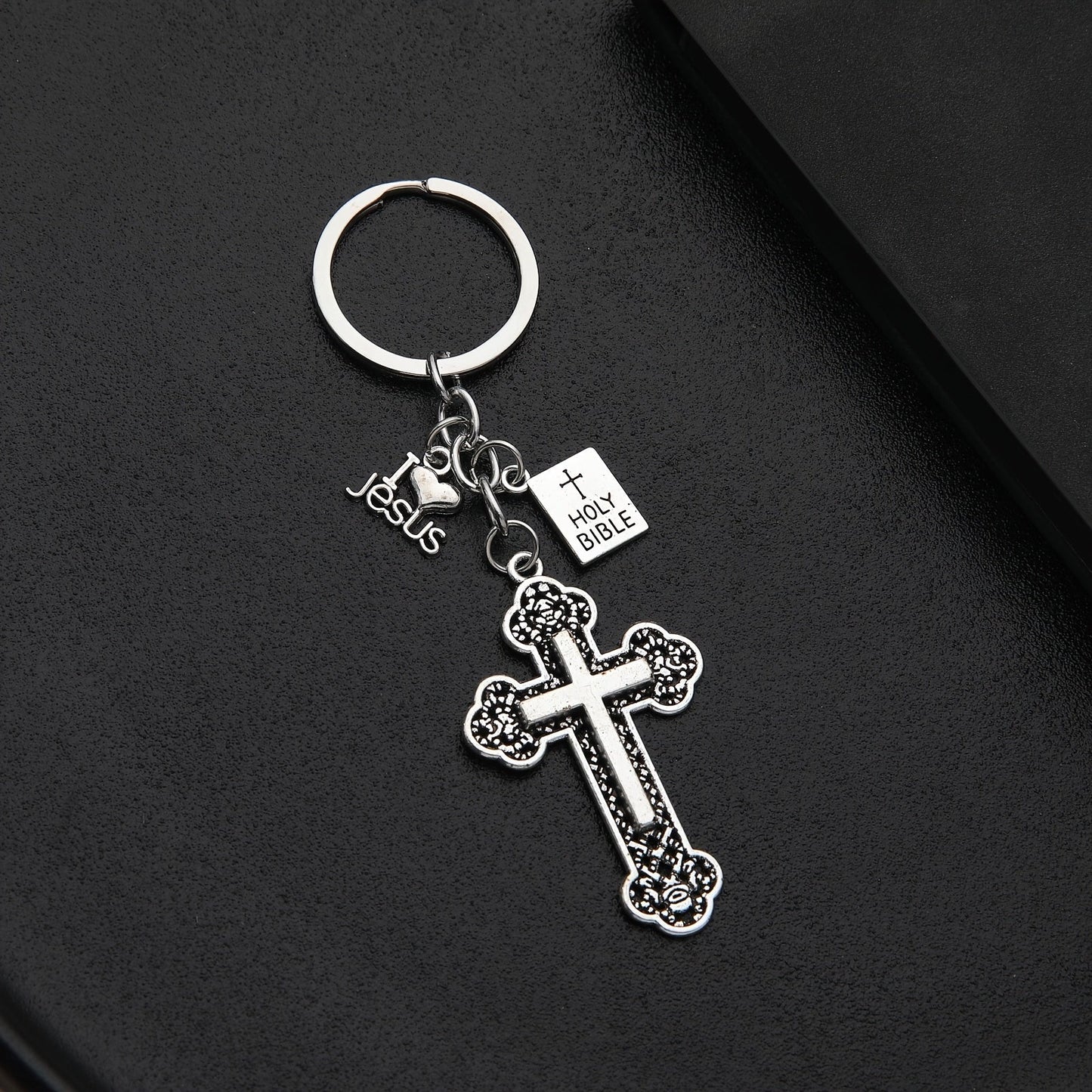 20 pieces of cross key chains with holy book pendants attached, perfect for holding your car keys. These key rings make great religious favors for Christians and Easter prayer gifts.