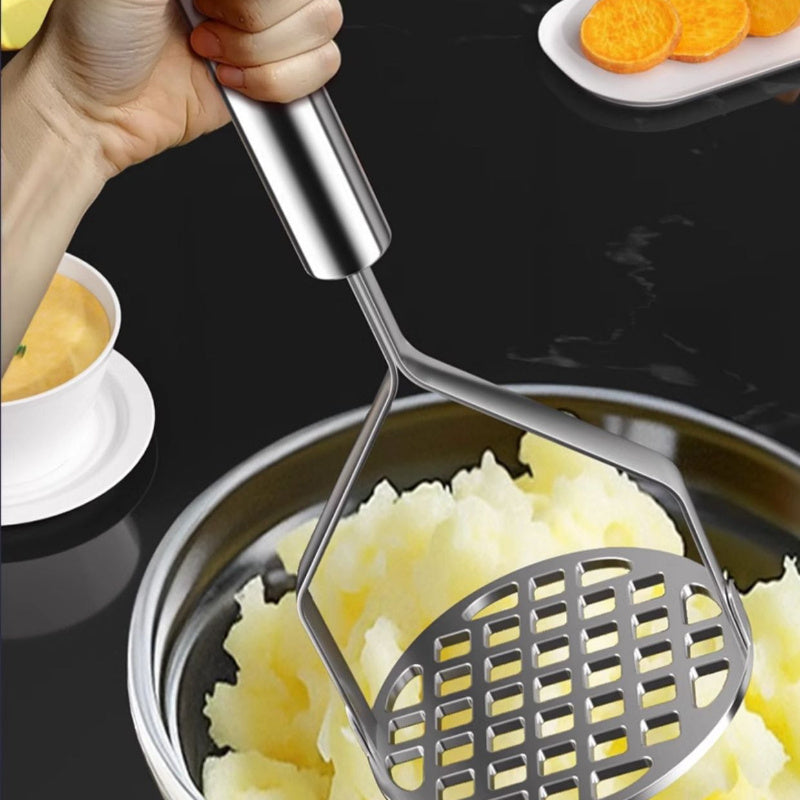 Stainless Steel Potato Masher - Durable Tool for Making Mashed Potatoes, Sweet Potatoes, and Baby Food, Essential Gadget for Homemade Purees in the Kitchen