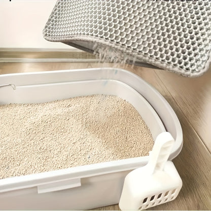 1 Double Layer Cat Litter Mat, Washable EVA Anti-Splashing Trapping Pad for Cleaner Floors - Gray, Cat Litter Catcher