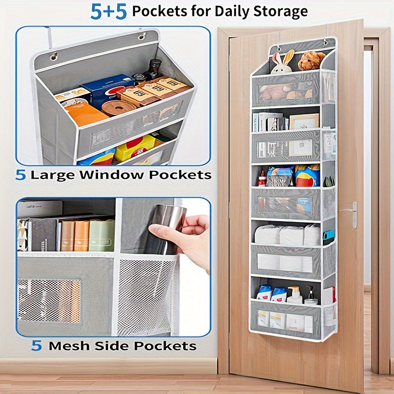 Door Hanging Storage Organizer with 5 Shelves and 5 Large Pockets - Ideal for Bedroom, Bathroom, Pantry, and Home Storage - Perfect Halloween or Christmas Gift