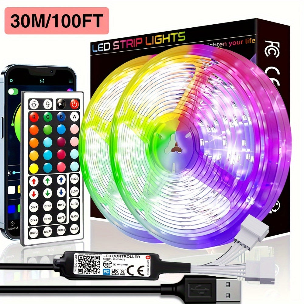 Customizable LED Strip Lights with App & Remote Control for Bedroom decor, TV Ambiance, and Parties