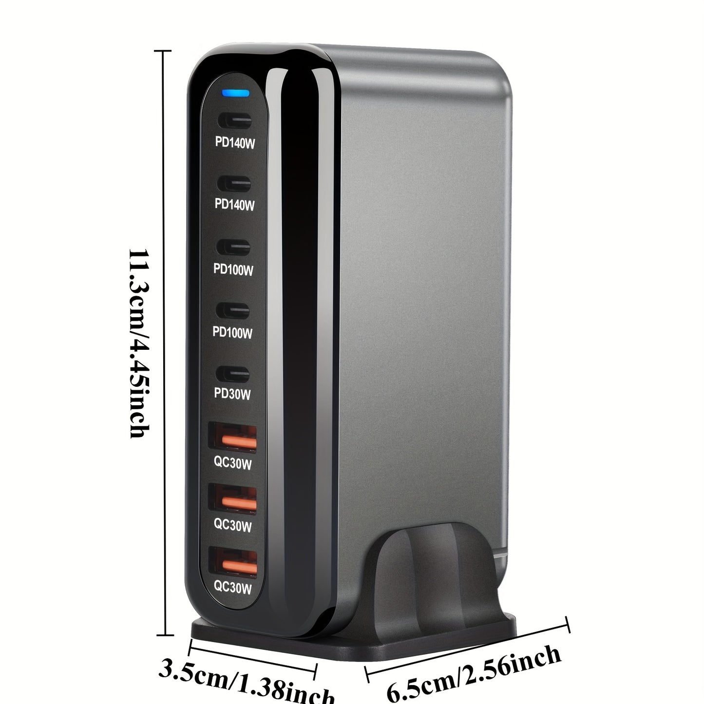 New 600W 8-port USB Type C Fast Charger with Gan Fast Charge 3.0, convenient for tablets and mobile devices.