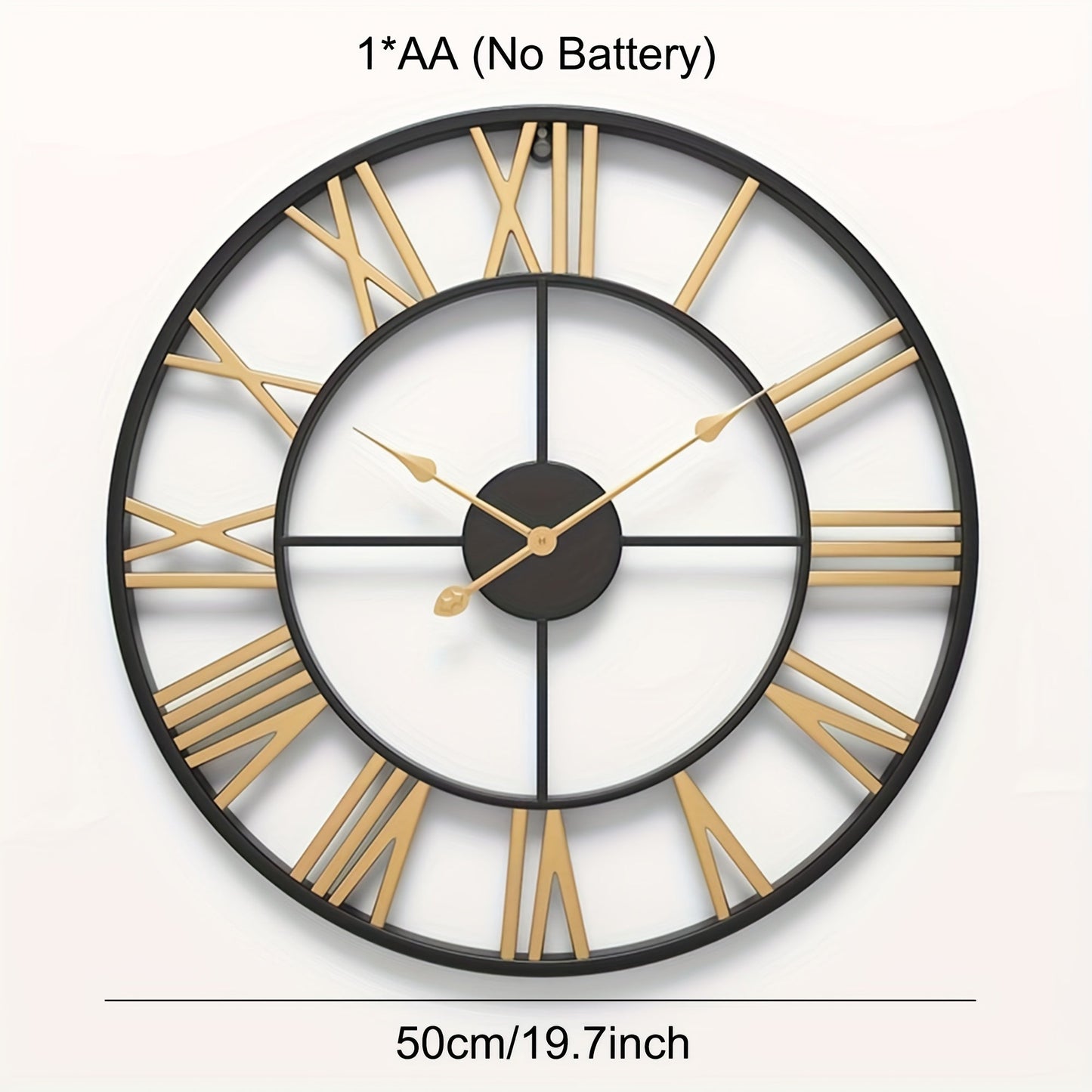 Ретро римские металлические настенные часы - тихая работа, состаренный вид для домашнего и уличного декора - размер 50.8 см/40.64 см, работа от батареек (батарейки AA в комплект не входят)