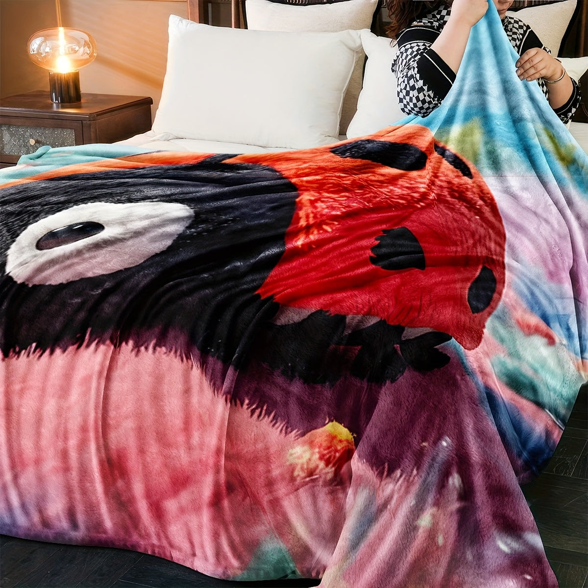 Modern Ladybug Design Plush Throw Blanket - Versatile All-Season Knit Blanket for Home and Travel - Made of Soft Polyester, Easy to Clean and Perfect Gift for Kids