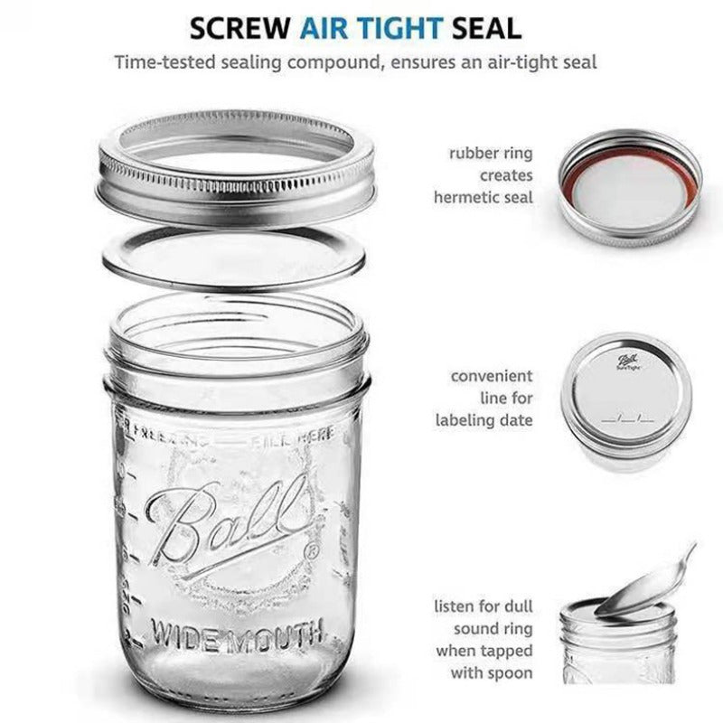 Wide Mouth Stainless Steel Mason Jar Lid - Perfect for Kitchen and Dining, Fits 70mm Wide Mouth Jars and 86mm Round Jars, Split Design for Easy Use