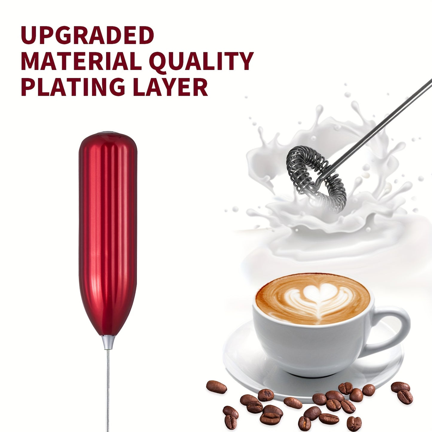 Lalayuan Handheld Electric Milk Frother is made of stainless steel and battery-operated. Perfect for creating foam for coffee, latte, cappuccino, and chocolate. Note: Batteries not included.