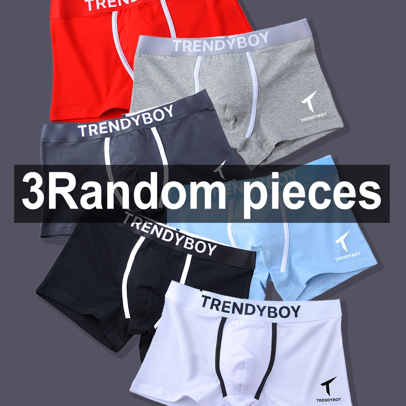 Men's 3-Pack Trendyboy boxer briefs with breathable fabric, geometric-pattern knit design. Made of 95% polyester, 5% elastane.