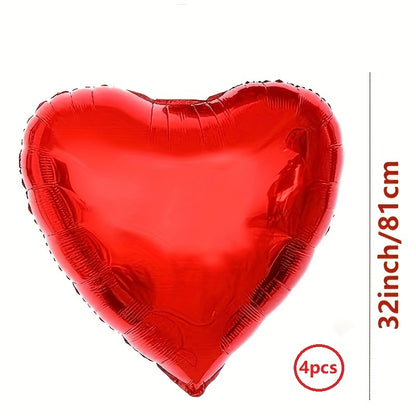 4 large red heart balloons for Valentine's Day or anniversary parties