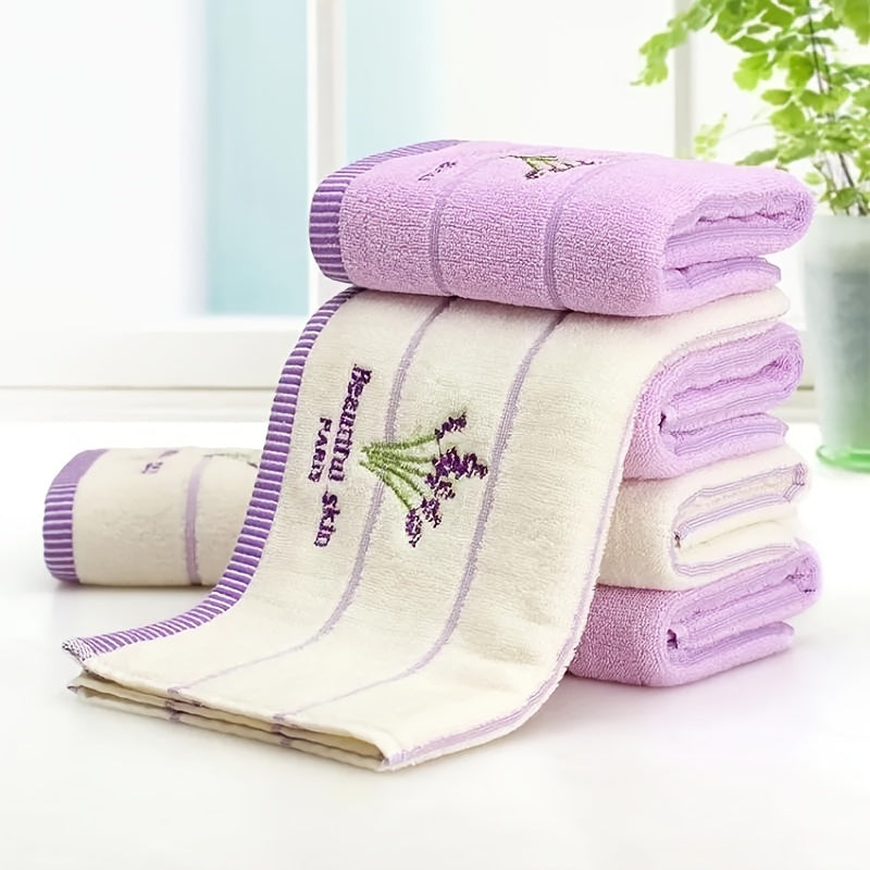 1pc Lavender embroidered cotton aromatherapy hand/face towel, size 30cm*70cm/11.8in*27.5in.