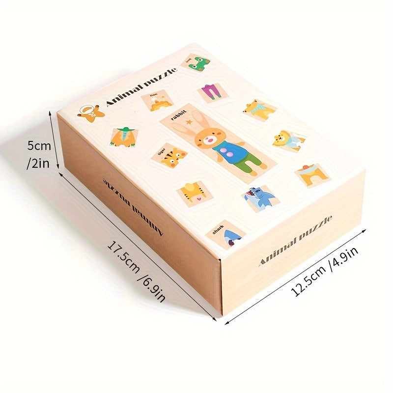 Colorful wooden animal puzzle toys teach children shapes and colors, making them a perfect gift.