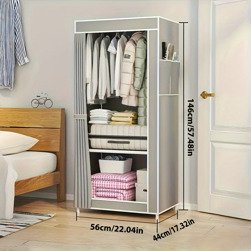 Durable Metal Freestanding Wardrobe made of Sturdy Stainless Steel - Spacious 3.2 Cubic Feet Storage Cabinet, Simple Assembly, Long-lasting Construction, Closet Organization, Portable Closet Option