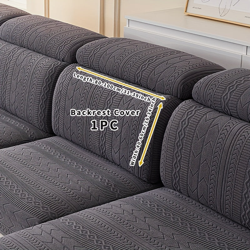 Bohemian style dark gray stripes sofa cover for all seasons, with elastic for home protection.