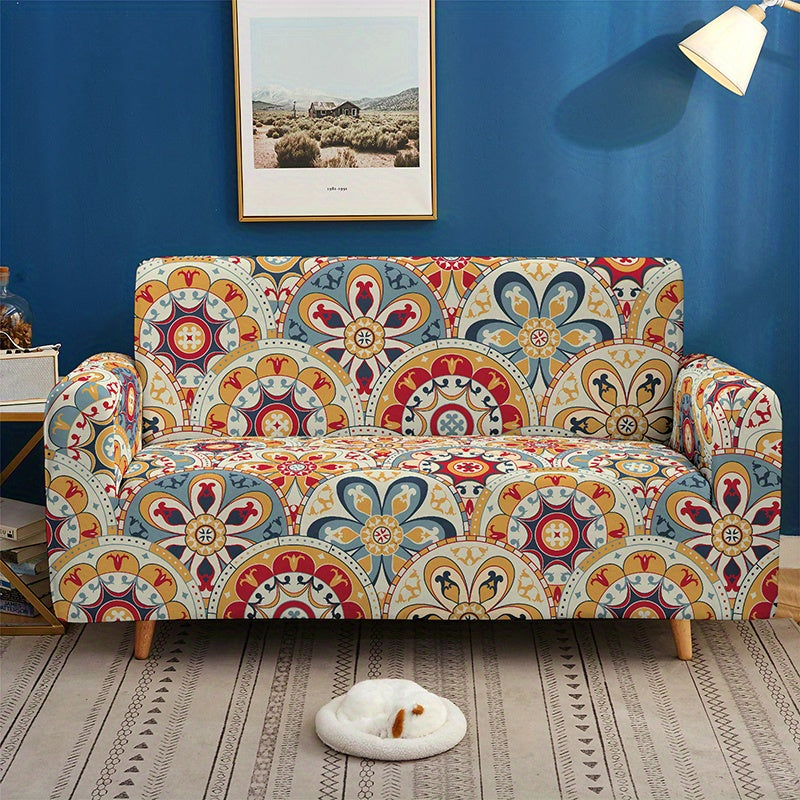 Bohemian-inspired milk printed sofa slipcover for home decor, protects furniture in bedroom, office, or living room. Non-slip design.