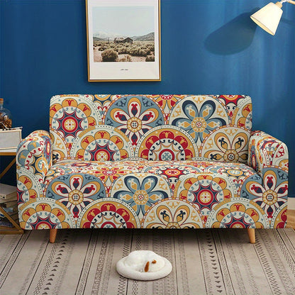 Bohemian-inspired milk printed sofa slipcover for home decor, protects furniture in bedroom, office, or living room. Non-slip design.