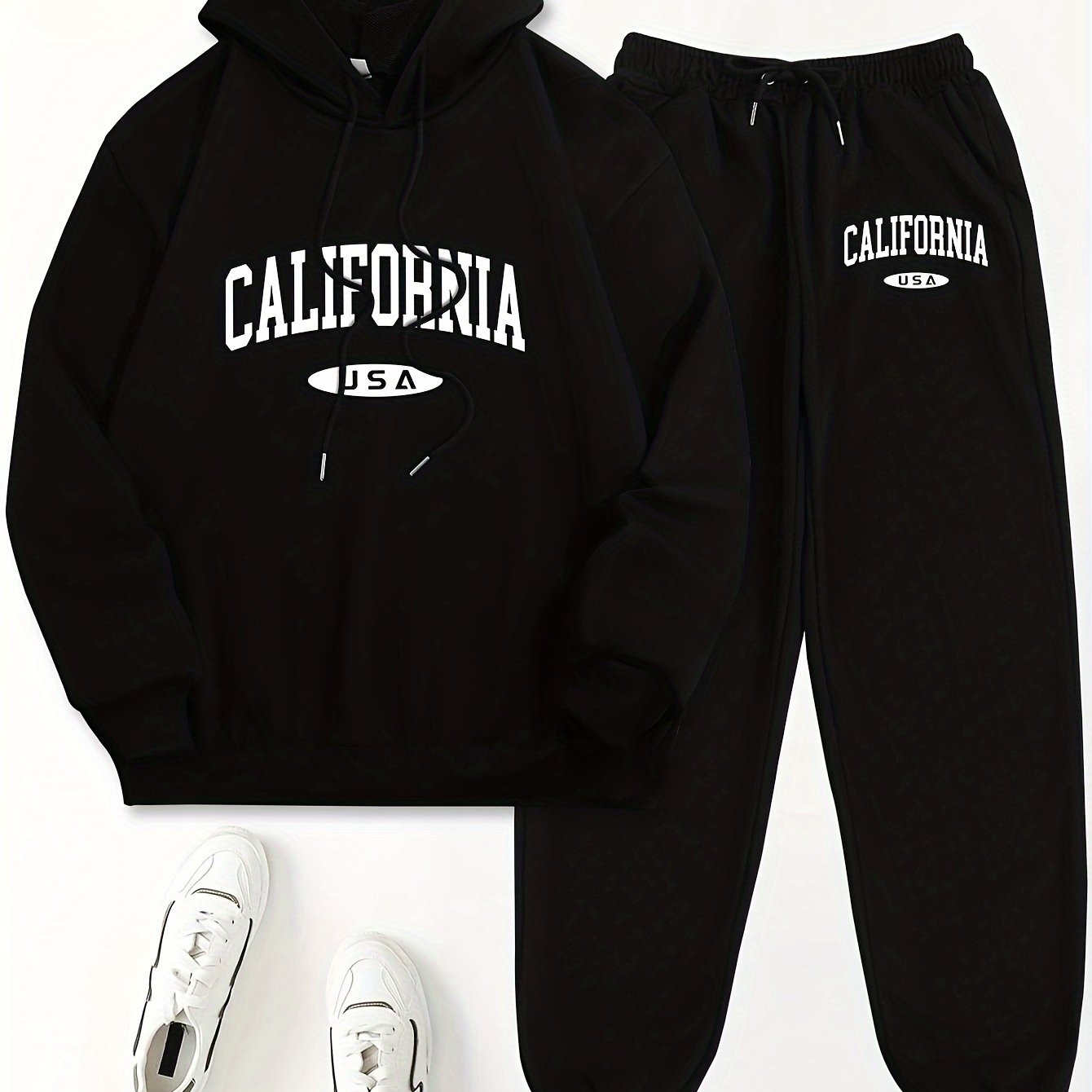 Women's 2-piece casual set featuring a letter print hoodie and joggers. Made of polyester, machine washable with long sleeves. Perfect for spring/fall fashion.