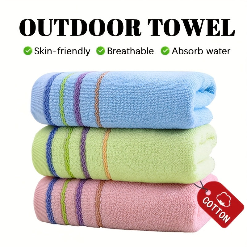 3-Pack of Modern Style Outdoor Towels - 100% Cotton Blend, Super Absorbent & Quick-Dry - Lightweight for Camping, Gym, Beach, Travel - Hand/Machine Washable - Oblong Shape