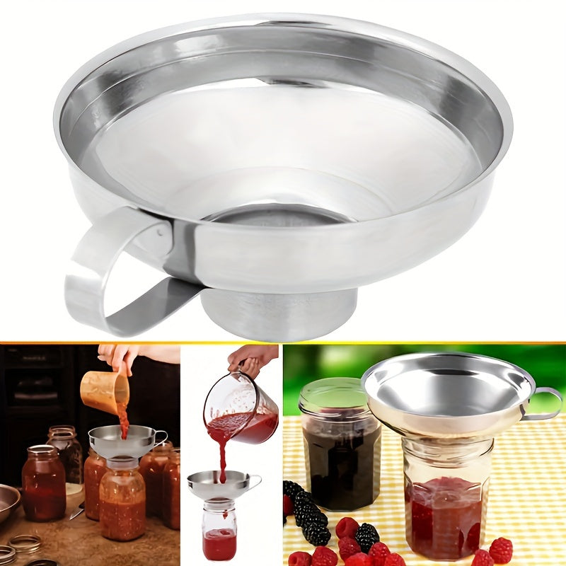 Metal Jam Funnel - Stainless Steel with Handle, Perfect for Wide and Regular Mouth Cans, FDA-Approved Grade Stainless Steel