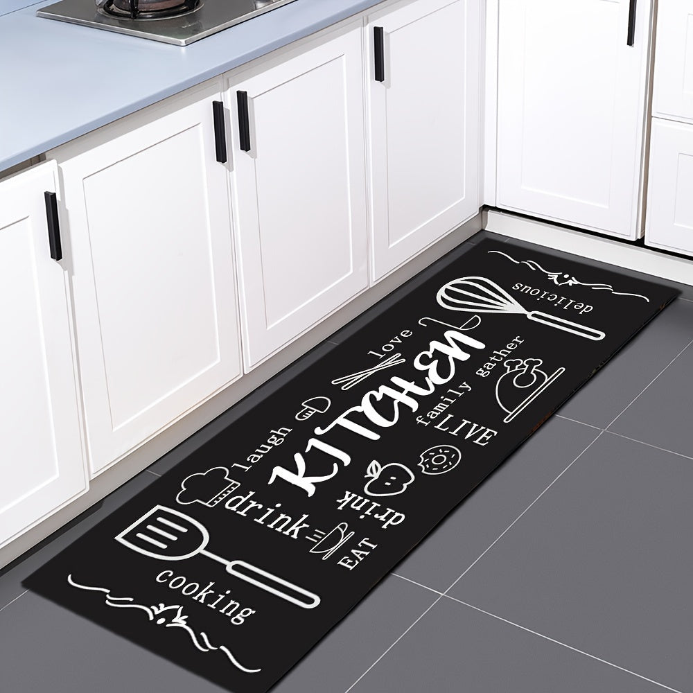 Absorbent Long Strip Kitchen Mat for Black Bottom, Anti-slip Floor Mat for Home Bathroom Toilet, Bedroom, Sofa