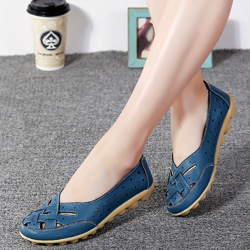 Women's Slip On Flat Shoes with Hollow Out Design, Lightweight and Comfortable