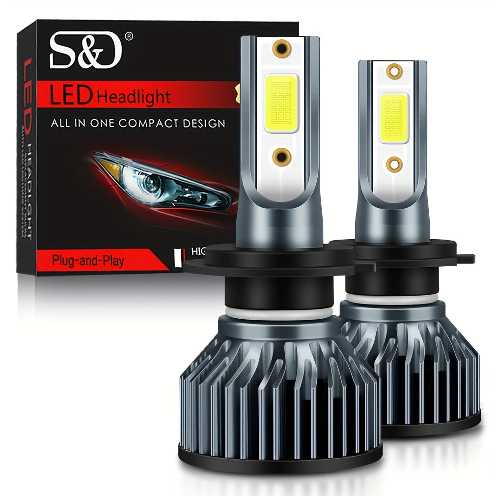 S&D 2pcs LED auto lamps with Canbus technology, 20000LM brightness and super bright COB chips in various sizes