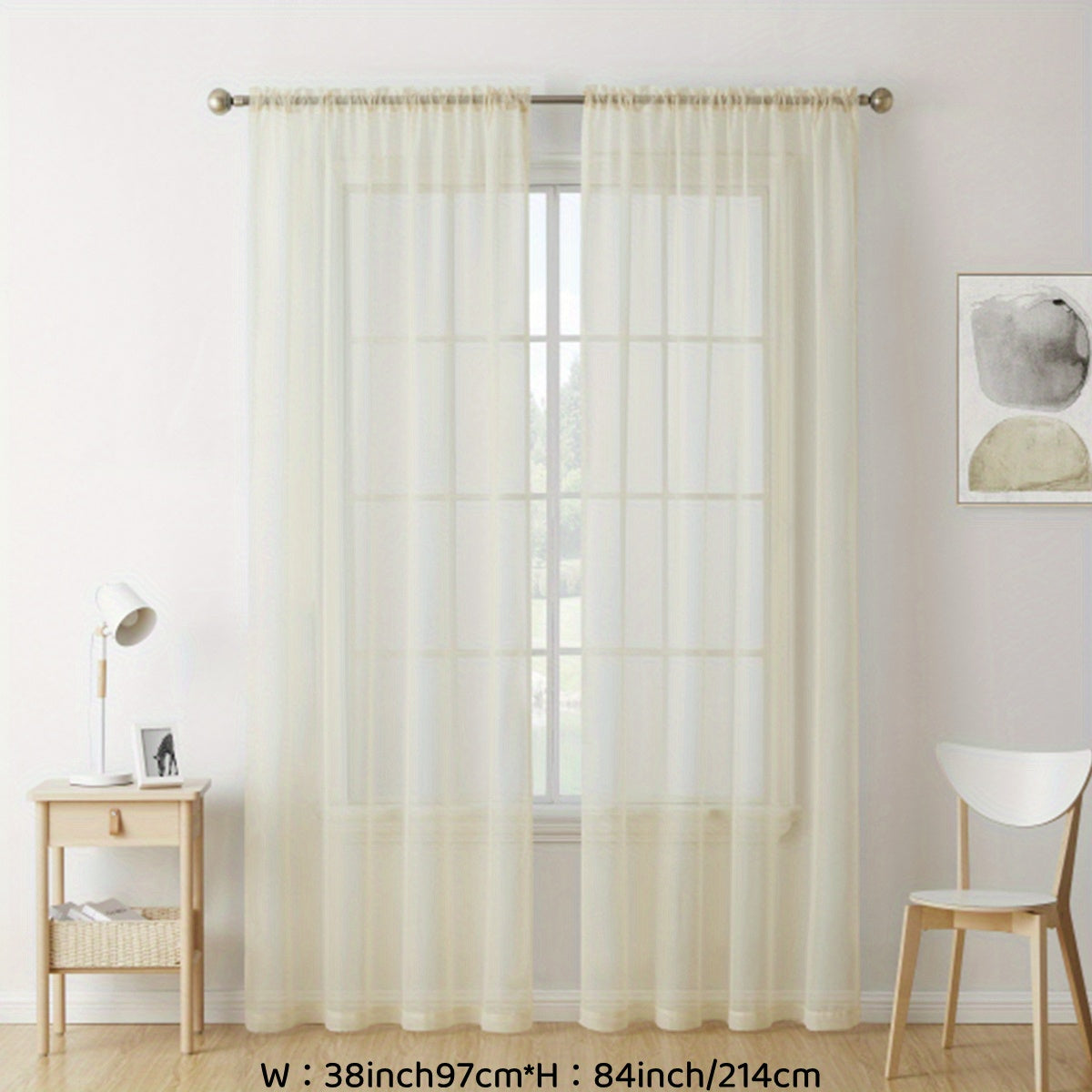 Enhance your decor with these elegant sheer voile curtain panels. Made of semi-transparent polyester, they feature a rod pocket design for easy hanging in your kitchen, bedroom, or living room. Create a romantic ambiance with these beautiful curtains.