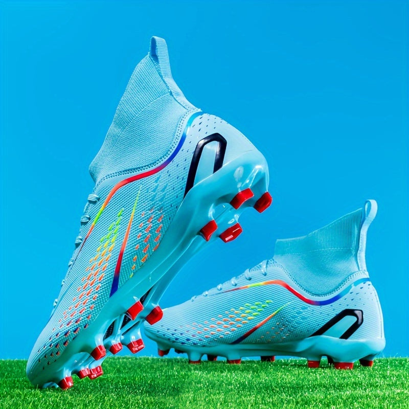 Breathable high-top soccer cleats for all seasons, perfect for training and competition, with non-slip features.